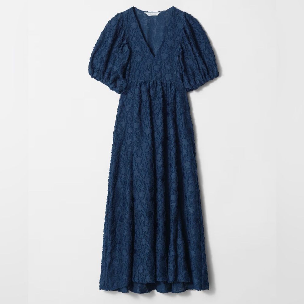 Blue Puff Sleeve Maxi Dress
